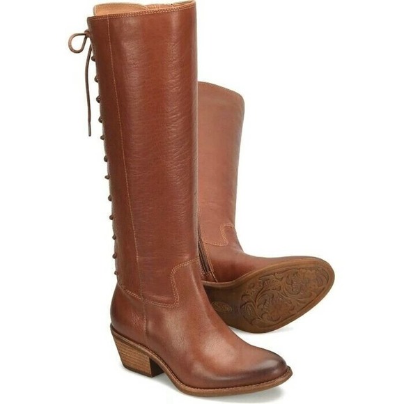 Sofft Shoes - NEW Sofft Sharnell Heel Brown Leather Boots Sz 8.5 Lace Up Tall Knee High No Box